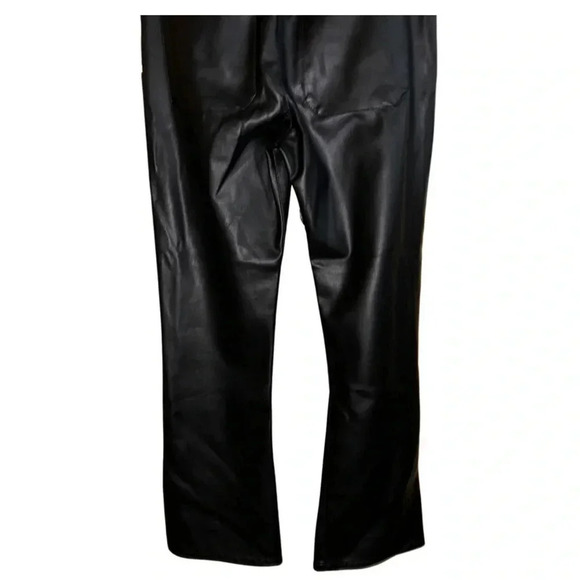 Zara Faux Leather High Waist Black Flare Pants Size 30 - Picture 4 of 7